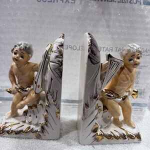 Cherub Bookends with Gold Accents